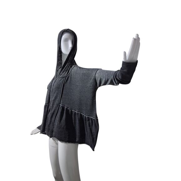 Free People Grungecore Womens size L Oversized Distressed Hooded Slouchy Jacket - Picture 3 of 9